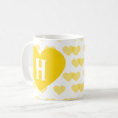 Groot, heldergeel hart - Monogram Koffiemok (Voorkant links)