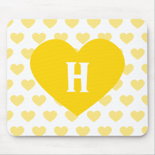 Groot, heldergeel hart - Monogram Muismat
