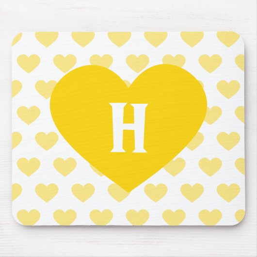 Groot, heldergeel hart - Monogram Muismat (Voorkant)