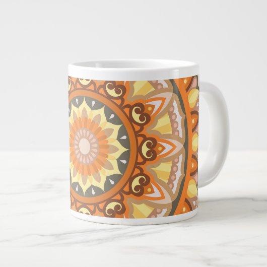 Groot herfstmandala warm knus herfst ontwerp patro grote koffiekop (Voorkant rechts)