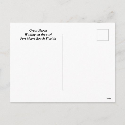 Groot Heron vakantie Briefkaart (Achterkant)