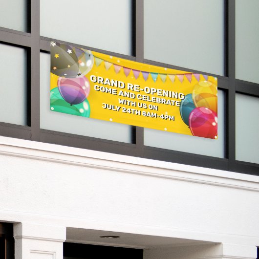 Groot heropenen ballonnen aanpassen Bunting Store Spandoek (Buitenkant Gebouw)
