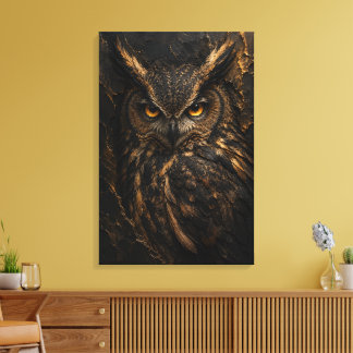 Groot Hertog Uil Sculpturale 3D Luxe Kunst Canvas Afdruk