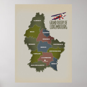 Groot-hertogdom Luxemburg kaart Poster