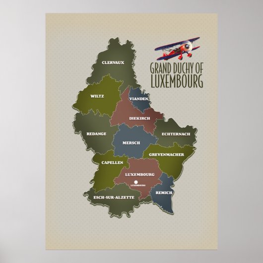 Groot-hertogdom Luxemburg kaart Poster (Voorkant)