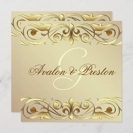 Groot Hertogin Gouden Metaal Rol Uitnodiging (Voorkant / Achterkant)