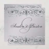 Groot Hertogin Zilveren Metaal Rol Uitnodiging (Voorkant / Achterkant)