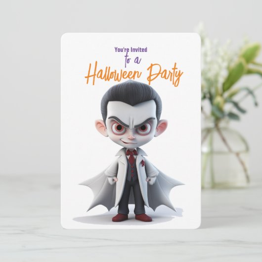 GROOT HOOFD GROOT OOG DRACULA Halloween Party Kaart (Staand voorkant)