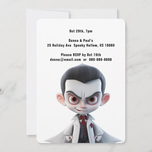 GROOT HOOFD GROOT OOG DRACULA Halloween Party Kaart (Achterkant)