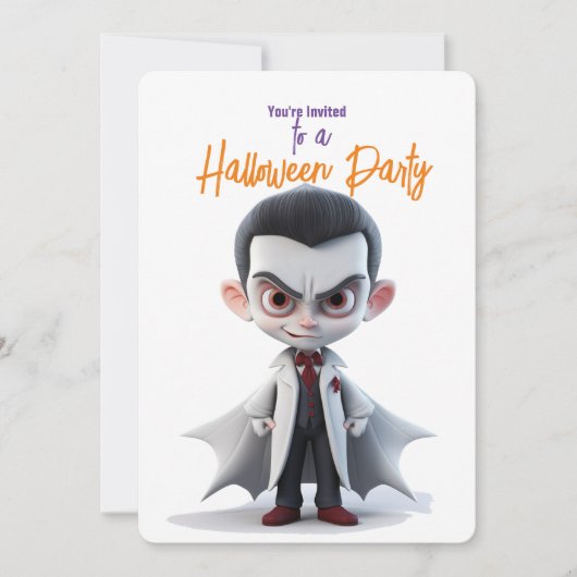 GROOT HOOFD GROOT OOG DRACULA Halloween Party Kaart (Voorkant)