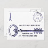 Groot hoofdontwerp met Eiffeltoren en poststempel Briefkaart (Voorkant / Achterkant)