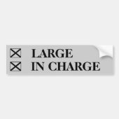 Groot? inchecken? cheque! bumpersticker (Voorkant)