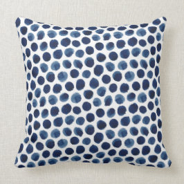 Groot indigo-/blauw Waterverf poladots patroon Kussen