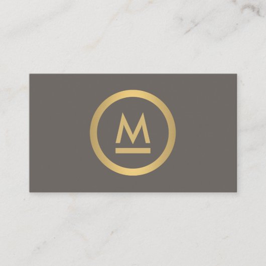 Groot Initiaal Modern Monogram in Faux Gold op Tau Visitekaartje (Voorkant)