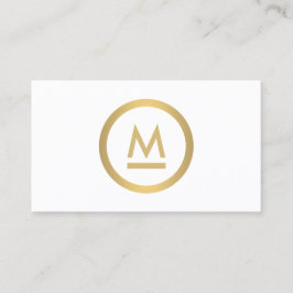 Groot Initiaal Modern Monogram in Faux Gold op Wit Visitekaartje