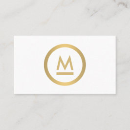 Groot Initiaal Modern Monogram in Faux Gold op Wit Visitekaartje