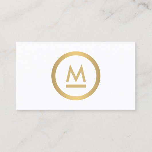 Groot Initiaal Modern Monogram in Faux Gold op Wit Visitekaartje (Voorkant)