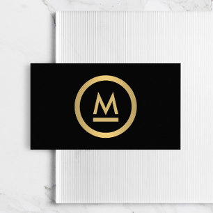 Groot Initiaal Modern Monogram in Faux Gold op zwa Visitekaartje