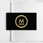 Groot Initiaal Modern Monogram in Faux Gold op zwa Visitekaartje