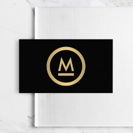 Groot Initiaal Modern Monogram in Faux Gold op zwa Visitekaartje