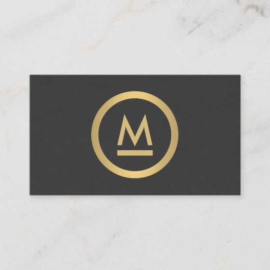 Groot Initiaal Modern Monogram in Faux Gold Visitekaartje (Voorkant)