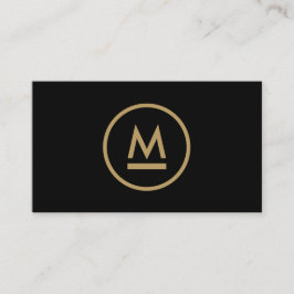 Groot Initiaal Modern Monogram in Goud op Zwart Visitekaartje