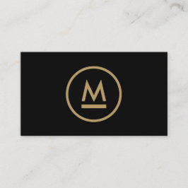 Groot Initiaal Modern Monogram in Goud op Zwart Visitekaartje