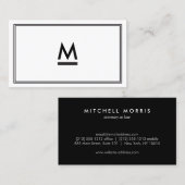 Groot Initiaal Modern Monogram in zwart-wit Visitekaartje (Voorkant / Achterkant)