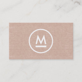 Groot Initiaal Modern Monogram op Beige Linnen Visitekaartje