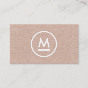 Groot Initiaal Modern Monogram op Beige Linnen Visitekaartje