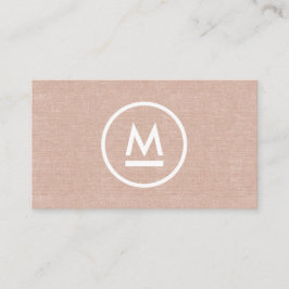 Groot Initiaal Modern Monogram op Beige Linnen Visitekaartje