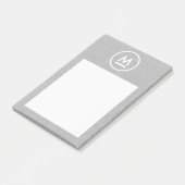 Groot Initiaal Modern Monogram op grijs linnen Post-it® Notes (Schuin)