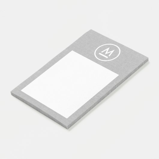 Groot Initiaal Modern Monogram op grijs linnen Post-it® Notes (Schuin)