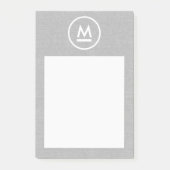 Groot Initiaal Modern Monogram op grijs linnen Post-it® Notes (Voorkant)
