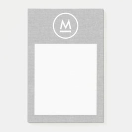 Groot Initiaal Modern Monogram op grijs linnen Post-it® Notes