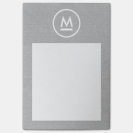 Groot Initiaal Modern Monogram op grijs linnen Post-it® Notes