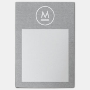 Groot Initiaal Modern Monogram op grijs linnen Post-it® Notes