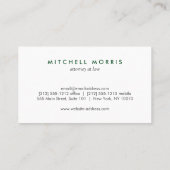 Groot Initiaal Modern Monogram op Groen Linnen Visitekaartje (Achterkant)