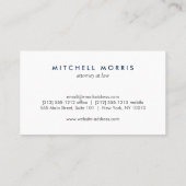 Groot Initiaal Modern Monogram op marineblauw linn Visitekaartje (Achterkant)