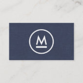 Groot Initiaal Modern Monogram op marineblauw linn Visitekaartje (Voorkant)