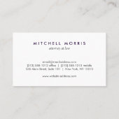 Groot Initiaal Modern Monogram op Paarse Linnen Visitekaartje (Achterkant)