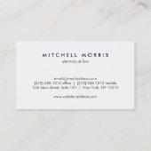 Groot Initiaal Modern Monogram op Paarse Linnen Visitekaartje (Achterkant)