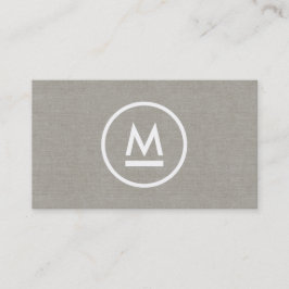 Groot Initiaal Modern Monogram op Taupe Linnen Visitekaartje