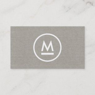 Groot Initiaal Modern Monogram op Taupe Linnen Visitekaartje