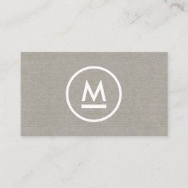 Groot Initiaal Modern Monogram op Taupe Linnen Visitekaartje