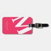 Groot Initiaal | Moderne typografie | Roze Bagagelabel (Voorkant horizontaal)