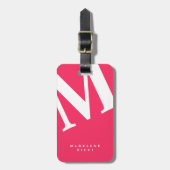 Groot Initiaal | Moderne typografie | Roze Bagagelabel (Voorkant verticaal)