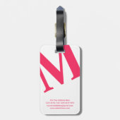 Groot Initiaal | Moderne typografie | Roze Bagagelabel (Achterkant verticaal)