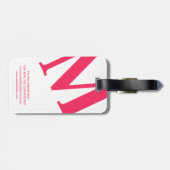 Groot Initiaal | Moderne typografie | Roze Bagagelabel (Achterkant horizontaal)