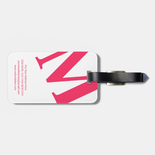Groot Initiaal | Moderne typografie | Roze Bagagelabel (Achterkant horizontaal)